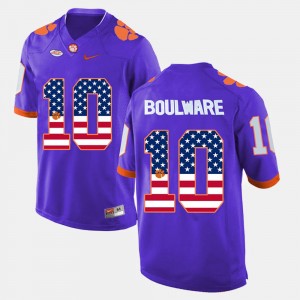 Men Ben Boulware Purple Clemson Tigers #10 US Flag Fashion Jersey 449819-673