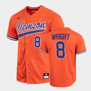 Men Blake Wright Orange Clemson Tigers #8 2022 Full-Button College Baseball Jersey 849080-281