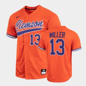 Men's Brad Miller Orange Clemson Tigers #13 Full-Button College Baseball Jersey 819485-512