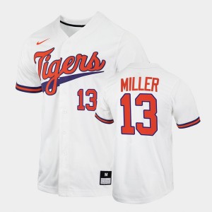 Men's Brad Miller White Clemson Tigers #13 College Baseball Jersey 585663-324