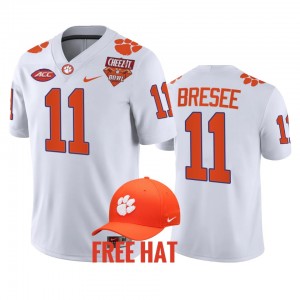 Mens Bryan Bresee White Clemson Tigers #11 2021 Cheez-It Bowl Free Hat College Football Jersey 927270-497