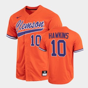 Mens Bryar Hawkins Orange Clemson Tigers #10 2022 Full-Button College Baseball Jersey 249707-874