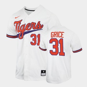 Men's Caden Grice White Clemson Tigers #31 2022 College Baseball Jersey 937610-152