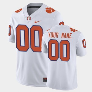 Men's Custom White Clemson Tigers #00 Game Jersey 676588-836