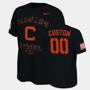 Men Custom Black Clemson Tigers #00 Veterans Day 2021 America Flag College Football T-Shirt 161829-930