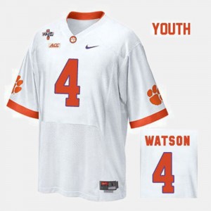Youth Deshaun Watson White Clemson Tigers #4 College Football Jersey 276734-106