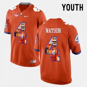 Youth DeShaun Watson Orange Clemson Tigers #4 Pictorial Fashion Jersey 559375-800