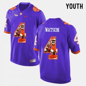 Youth DeShaun Watson Purple Clemson Tigers #4 Pictorial Fashion Jersey 766089-434