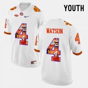 Youth DeShaun Watson White Clemson Tigers #4 Pictorial Fashion Jersey 746469-877