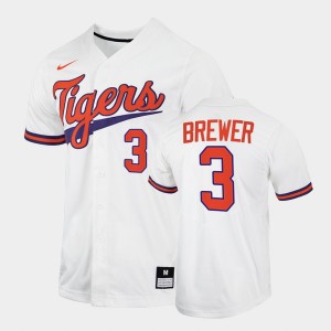 Men's Dylan Brewer White Clemson Tigers #3 2022 College Baseball Jersey 499488-267