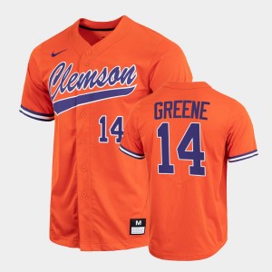 Mens Khalil Greene Orange Clemson Tigers #14 Full-Button College Baseball Jersey 313618-562