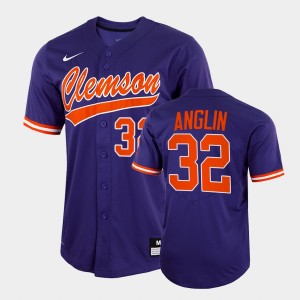 Men Mack Anglin Purple Clemson Tigers #32 2022 Full-Button College Baseball Jersey 940677-355