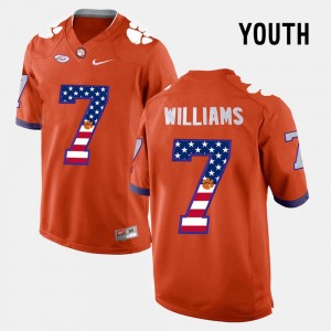 Youth Mike Williams Orange Clemson Tigers #7 US Flag Fashion Jersey 573898-702