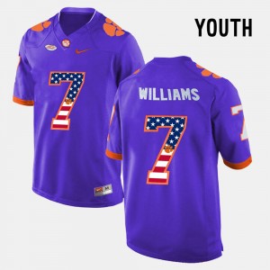 Youth Mike Williams Purple Clemson Tigers #7 US Flag Fashion Jersey 187628-132