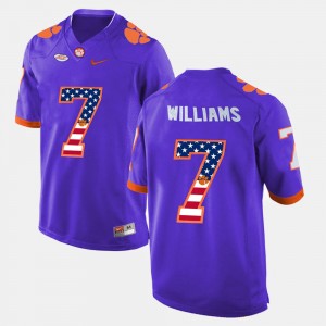 Mens Mike Williams Purple Clemson Tigers #7 US Flag Fashion Jersey 608918-383