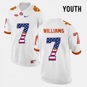 Youth Mike Williams White Clemson Tigers #7 US Flag Fashion Jersey 491312-626
