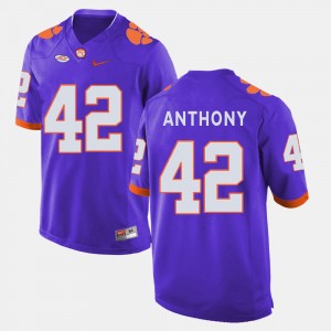 Men Stephone Anthony Purple Clemson Tigers #42 College Football Jersey 349681-366