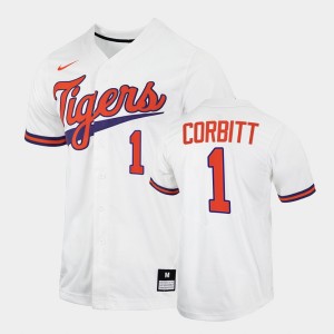 Men's Tyler Corbitt White Clemson Tigers #1 2022 College Baseball Jersey 879214-868