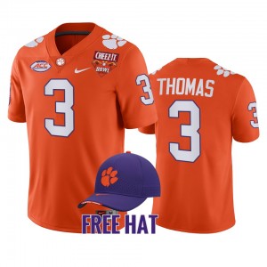 Men's Xavier Thomas Orange Clemson Tigers #3 2021 Cheez-It Bowl CFP College Football Jersey 332384-393