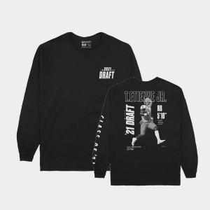 Men's Travis Etienne Black Clemson Tigers Player Graphic Long Sleeve 2021 NFL Draft T-Shirt 931865-647
