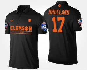 Men Bashaud Breeland Black Clemson Tigers #17 Atlantic Coast Conference Sugar Bowl Name and Number Bowl Game Polo 417124-906