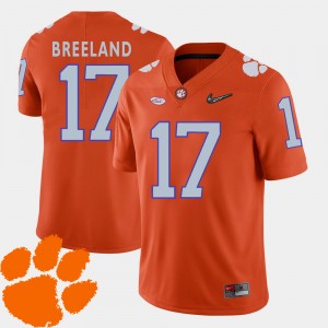Mens Bashaud Breeland Orange Clemson Tigers #17 2018 ACC College Football Jersey 404100-678