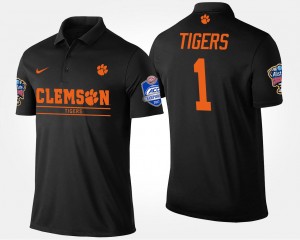 Men Black Clemson Tigers #1 No.1 Atlantic Coast Conference Sugar Bowl Name and Number Bowl Game Polo 389560-328