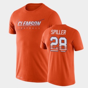 Mens C.J. Spiller Orange Clemson Tigers #28 Facility Performance T-Shirt 532337-208