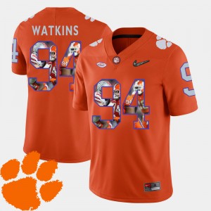 Men's Carlos Watkins Orange Clemson Tigers #94 Football Pictorial Fashion Jersey 915022-765