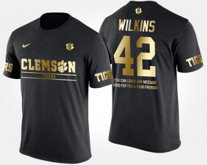 Men Christian Wilkins Black Clemson Tigers #42 Short Sleeve With Message Gold Limited T-Shirt 517095-931