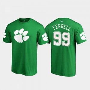 Men Clelin Ferrell Kelly Green Clemson Tigers #99 White Logo St. Patrick's Day T-Shirt 320516-525