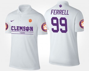 Men Clelin Ferrell White Clemson Tigers #99 Name and Number Polo 620450-348