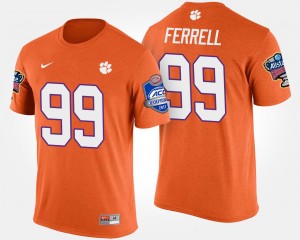 Mens Clelin Ferrell Orange Clemson Tigers #99 Atlantic Coast Conference Sugar Bowl Bowl Game T-Shirt 130545-621