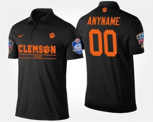 Men's Custom Black Clemson Tigers #00 Atlantic Coast Conference Sugar Bowl Name and Number Bowl Game Polo 670183-772