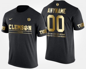 Men Custom Black Clemson Tigers #00 Short Sleeve With Message Gold Limited T-Shirt 255303-698
