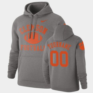 Men Custom Heathered Gray Clemson Tigers #00 Pullover Retro Football Hoodie 800344-407
