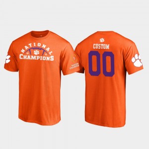 Men Custom Orange Clemson Tigers #00 Pylon College Football Playoff 2018 National Champions T-Shirt 550151-132