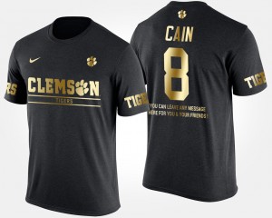 Mens Deon Cain Black Clemson Tigers #8 Short Sleeve With Message Gold Limited T-Shirt 543885-282