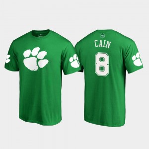 Men Deon Cain Kelly Green Clemson Tigers #8 White Logo St. Patrick's Day T-Shirt 707374-868