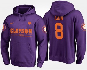 Men's Deon Cain Purple Clemson Tigers #8 Name and Number Hoodie 939546-138