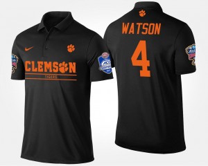 Mens Deshaun Watson Black Clemson Tigers #4 Atlantic Coast Conference Sugar Bowl Name and Number Bowl Game Polo 507073-505