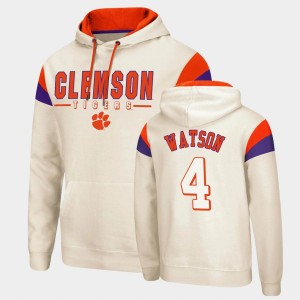 Men Deshaun Watson Cream Clemson Tigers #4 Pullover Fortress Hoodie 148297-298