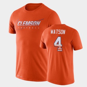 Mens Deshaun Watson Orange Clemson Tigers #4 Facility Performance T-Shirt 899885-585