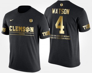 Men's Deshaun Watson Black Clemson Tigers #4 Short Sleeve With Message Gold Limited T-Shirt 794350-136