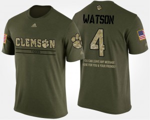 Men's Deshaun Watson Camo Clemson Tigers #4 Short Sleeve With Message Military T-Shirt 590182-199