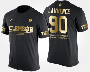 Men's Dexter Lawrence Black Clemson Tigers #90 Short Sleeve With Message Gold Limited T-Shirt 808993-924