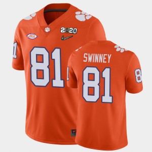 Mens Drew Swinney Orange Clemson Tigers #81 2020 Playoff Game College Football Jersey 534665-570