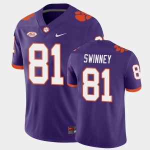 Mens Drew Swinney Purple Clemson Tigers #81 Playoff Game College Football Jersey 792181-125