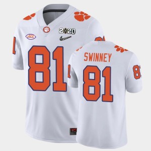Men Drew Swinney White Clemson Tigers #81 2020 Playoff Game College Football Jersey 195213-677