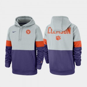 Men's Gray Purple Clemson Tigers Therma Performance Pullover Rivalry Hoodie 435019-216